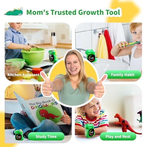 Visual Timer for Kids, Green Dino Kid Timer Clock Potty Training