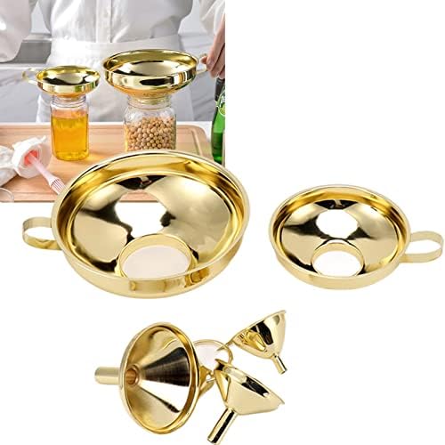 Stainless Steel Funnel Set, 3 Sizes, Narrow Stem, Handle
