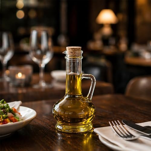 Restaurantware-RW Base 8-Ounce Olive Oil Dispenser, 1 Kitchen Oil Dispenser Bottle - With Cork Lid, Non-Leaking, Clear Glass Pourer, For Cooking Or Salad Dressings