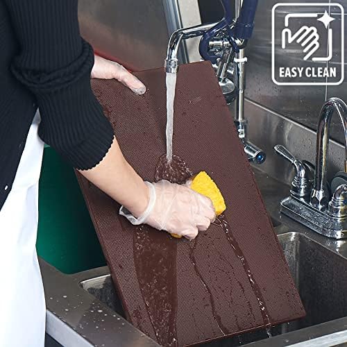 CURTA Cutting Boards for Kitchen, 24" x 18" x 0.5" Brown Color Coded Plastic Commercial Chopping Board Anti Slip Surface Dishwasher Safe
