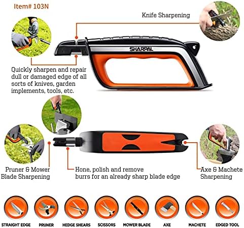 SHARPAL 191H Pocket Kitchen Chef Knife Scissors Sharpener with SHARPAL 103N Knife Garden Tool Lawn Mower Blade Axe Hatchet Machete Scissors Sharpener