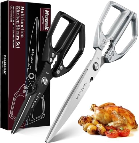 Huusk Kitchen Scissors Set Upgraded, Multifunction Kitchen Shears 2 Pack