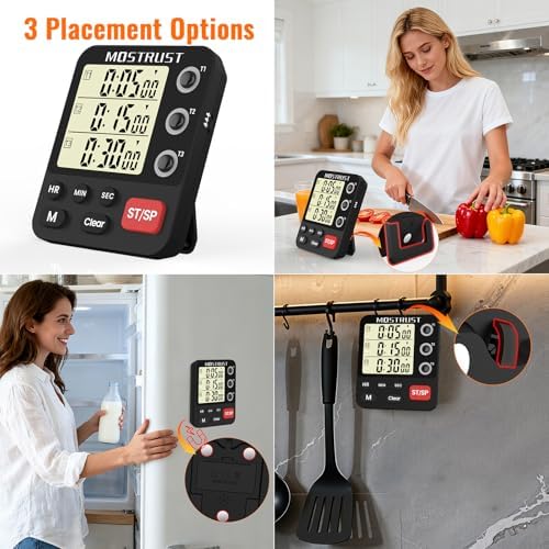 Digital Dual Kitchen Timer, Multiple Channels Countdown Timer