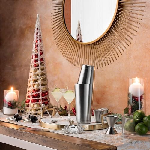Boston Cocktail Shaker Set, Professional Bar Shaker Set Bartender Kit, Stainless Steel Martini Shaker with Weighted 28oz Unweighted 18oz Drink Mixer Tins Bartending Tools for Bartender