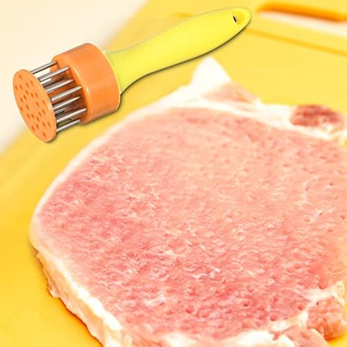 uxcell Stainless Steel Meat Tenderizer, Meat Mallet Needle Nails Kitchen Tools with Plastic Handle for Tenderizing Meats Steak Fish Chicken, Yellow