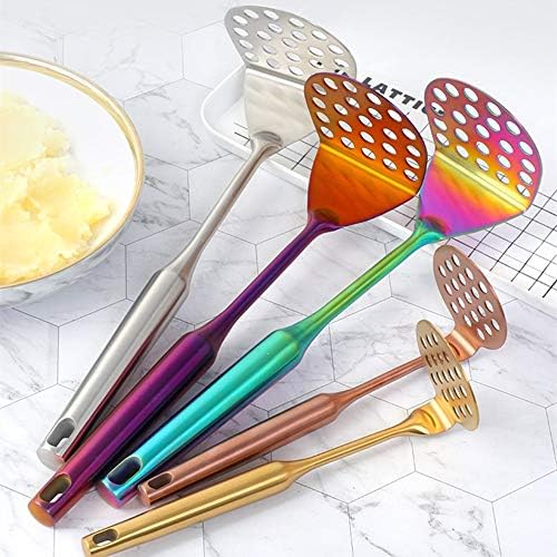 Potato Masher ，Stainless Steel Potato Ricer Press，Ergonomic Horizontal Handle &Multi-Function for Smooth Creamy Mashed Potato,Fruits,Vegetables Baby Food (small, symphony)