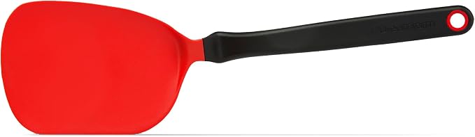 Dreamfarm Chopula Non-Stick-Safe Super-Flexible Sit-Up Spatula with Strong Flat Edge to Separate Food - 12" Red | Non-stick cookware safe, heat resistant, thin, flexible flipper, turner and food chopper with sit-up, no-mess handle, 12"