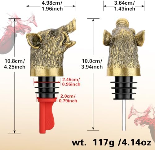 Wild Boar Head 2-In-1 Wine Aerator Bottle Pourer and Stopper for Men Women, Hunting Gifts for Hunters, Liquor Bottle Pourers Spout for Alcohol Spirits, Wine Gifts Accessories