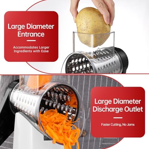 Rotary Hand Crank Cheese Grater,Cheese Shredder Vegetable Slicer(White)