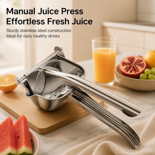 Manual Juicer Set - 304 Stainless Steel - With 10 Filter Bags & Food Tongs