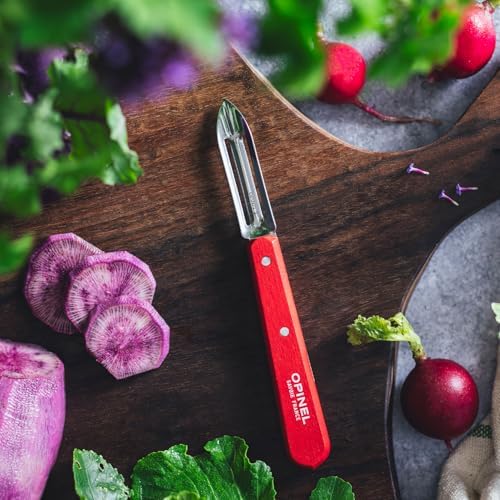Opinel No. 115 Essential Stationary Peeler, Hornbeam Wood (Red)