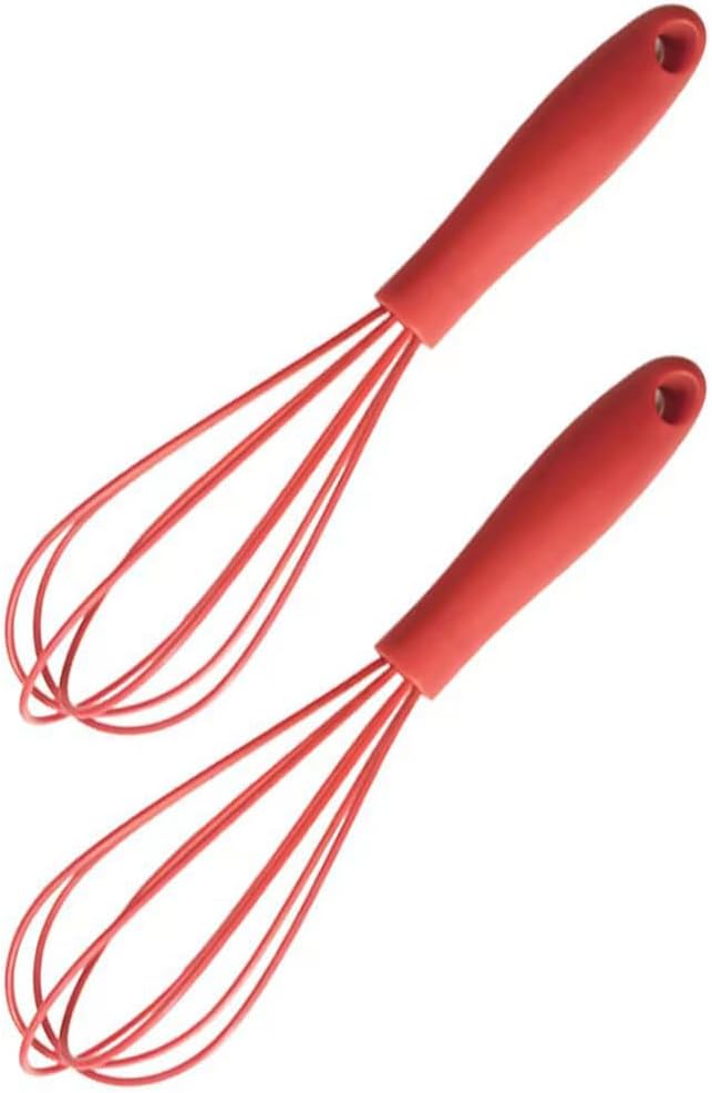 Compact Silicone Whisk (6.7 Inch), 12 Pack Portable Mini Balloon Mixer Egg Beater, Manual Handheld Milk Frothers, Household Egg Blender Small Silicone Egg Whisks for Cooking (Red)