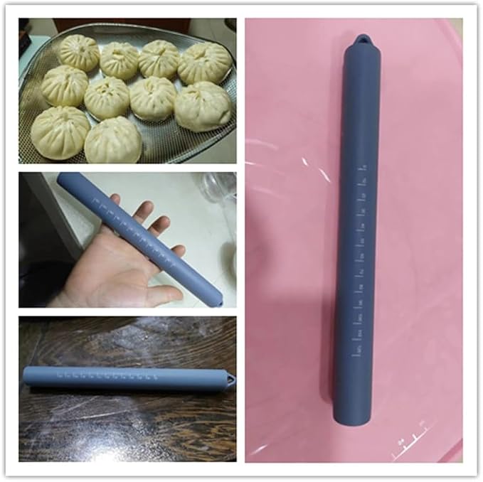 Silicone Rolling Pin Stainless Steel Inner Core Non Stick Rolling Pin Blue