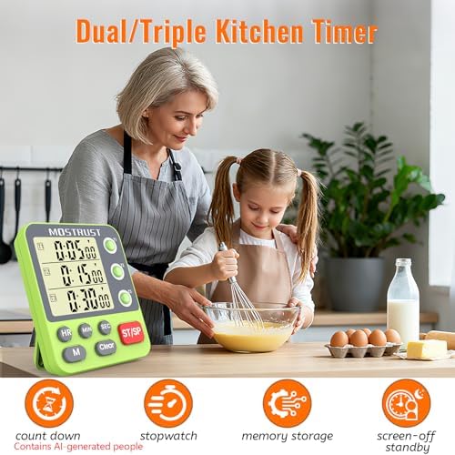 Digital Dual Kitchen Timer, Multiple Channels Countdown Timer