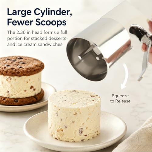 Stainless Steel Trigger Ice Cream Scoop, Cylindrical Ice Cream Disher