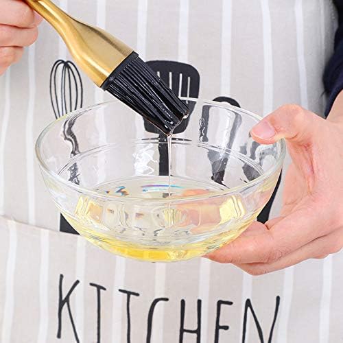 Stainless Steel Whisks Beating Stirring, Egg-Separators, Cake Shovels, Grill Basting Brush with 1 Pack Back Up Silicone Brush Heads, Baking Tool, Set of 5 -Gold