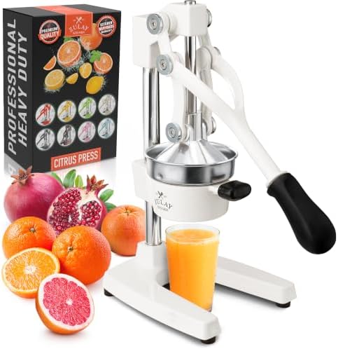 Zulay Kitchen Cast Iron Juicer - Heavy Duty Orange Juicer with Detachable Strainers for Easy Cleaning, Citrus Press for Citrus Fruits, Perfect for Bartenders, Juice Lovers & Health Enthusiasts