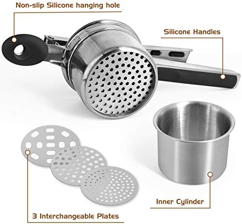 Generic AMAZINGCATS Stainless Steel Potato Ricer, Potato Masher, Potato Press with Anti-Slide Handle, Baby Food Potato Ricer, Ricer Kitchen Tool for Vegetable and Fruit.