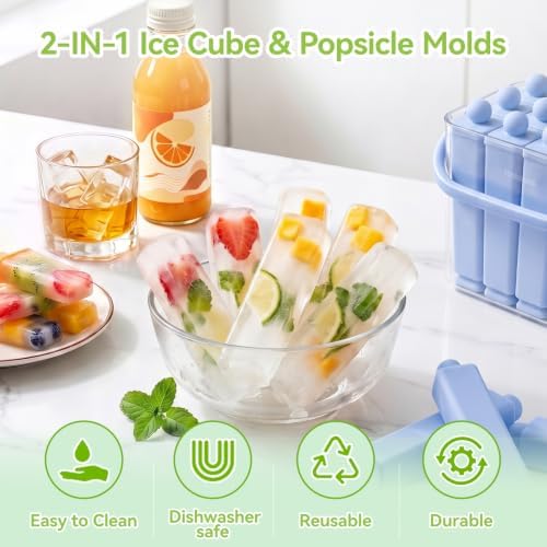 12 Individual Lidded Silicone Ice Cube Trays, Easy Release