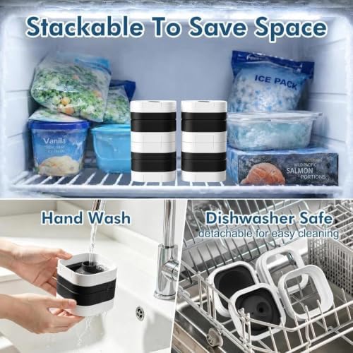 Ice Ball Maker Mold with Lid - 4 Pack, 2 Inch Round Freezer Tray, Black