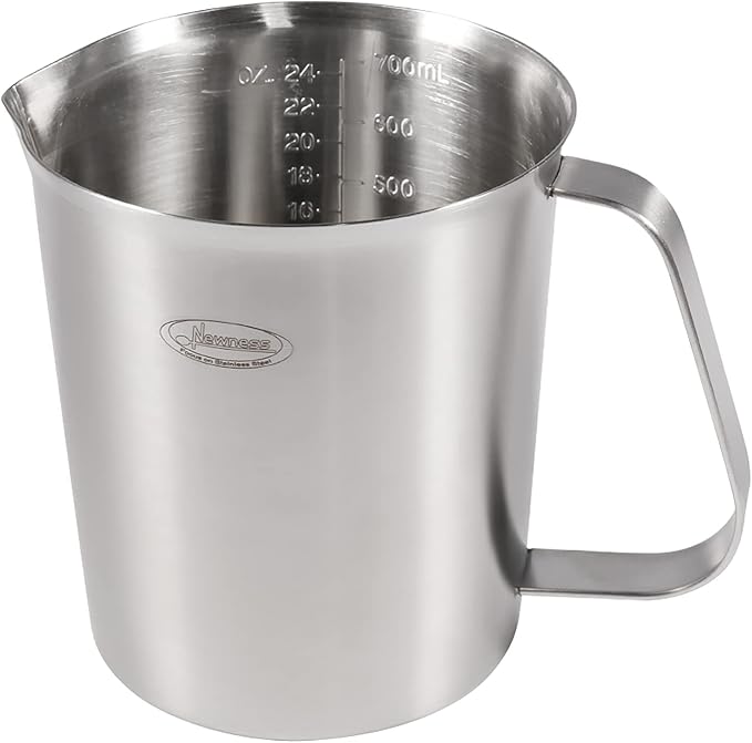 Measuring Cup, [Upgraded, 3 Measurement Scales, Including Cup Scale, ML Scale, Ounce Scale], Newness Stainless Steel Measuring Cup with Marking with Handle, 24 Ounces (0.7 Liter, 3 Cup) (Pack of 2)