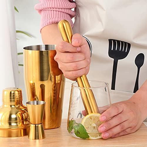 Buyer Star Bar tool set, Gold Martini Shaker,Bartender Kit, Juice Shaker, Fast Cooling Drink,25oz 8-piece Cocktail Shaker Drink Bartender Stick Tool Set