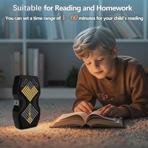 Visual Hourglass Timer, 1-60 Minute Countdown Magnetic Digital Timer, Buzzer Alert & Dimmable Night Light, Sand Timer for Kids Learning, Classroom, Cooking, Fitness,Kitchen(Black)