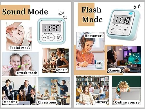 Timer, Kitchen Timers for Cooking Classroom Timer for Kids Teachers Magnetic Digital Timers 4 Pack, Blue