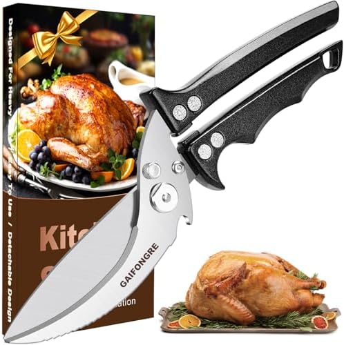 Poultry Shears Heavy Duty, Kitchen Scissors All Purpose, Chicken, Fish, Meat, Black