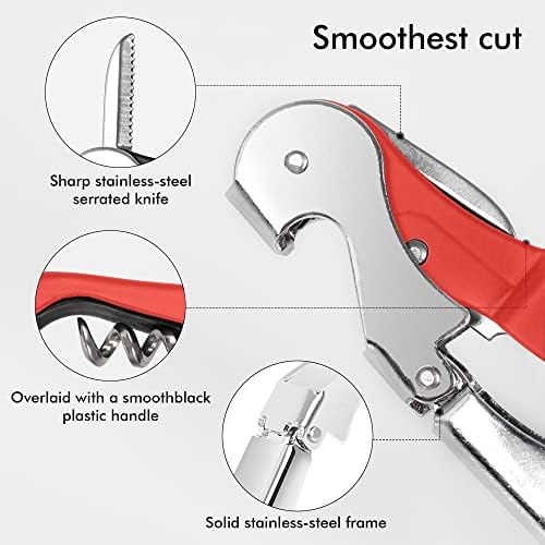 Professional Waiter Corkscrew Wine Openers Set(2PCS), Heavy Duty Stainless Steel Hinges Wine Key for Restaurant Waiters, Sommelier, Bartenders