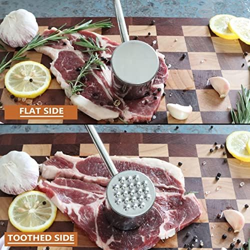 Meat Tenderizer, Meat Hammer, Dual-Sided Kitchen Meat Mallet with Comfort Grip Handle, 304 Stainless Steel Meat Pounder For Tenderizing Steak Beef Poultry & More