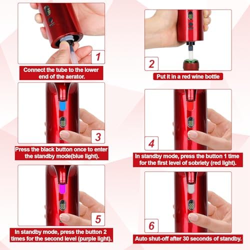 Electric Wine Aerator,Decanter,Whisky Dispenser,Pourer - Red