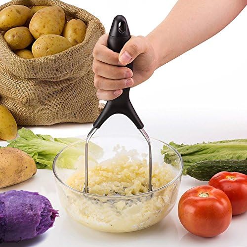 Kaycrown Potato Masher Ricer Professional Stainless Steel Avocado Masher Fruits Vegetables Eggs Crusher with Fine Grid Mashing Plate for Non-Stick Cookware
