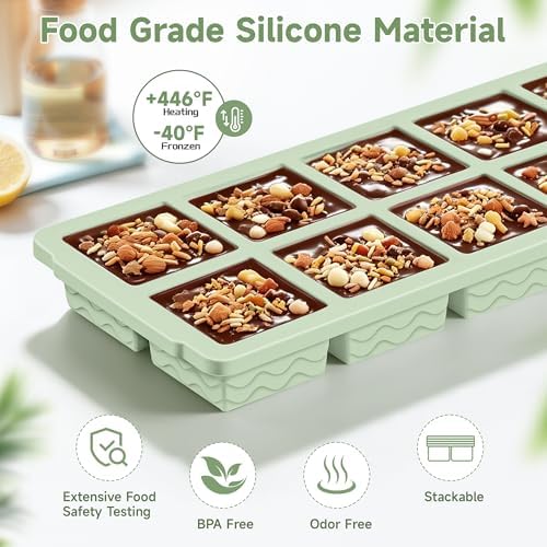 Ice Cube Tray with Lid (4-Pack), 2 Tbsp Large Silicone Freezer Molds, Perfect for Coffee Whiskey Cocktail Ice Making, Stackable Freezer Containers for Storing Sauce, Garlic, Herbs, Ginger
