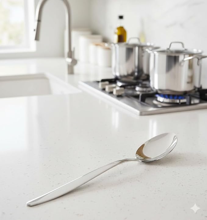 Chef Kunz Spoon XL | Pack of 2 | 12 inch 18/10 Stainless Steel | Large Cooking, Basting, Plating, Quenelle and Serving Spoon | Chef Spoons with Ergonomic Long Handle