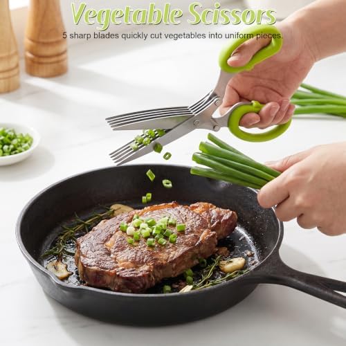 2027 New Herb Scissors with 5 Thickened Sharp Blades