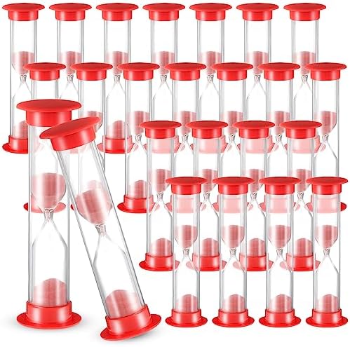 24 Pcs 5 Minute Sand Timer Plastic Hourglass 5 Min Visual Timer Mini Classroom Small Shower Hourglass for Teacher Classroom School Must Haves Supplies Egg Sand Clock Kids Time Management(Red)