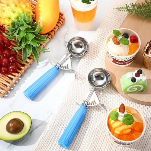 Reallnaive 1 Pcs Ice Cream Scooper with Trigger, 2 oz, Blue