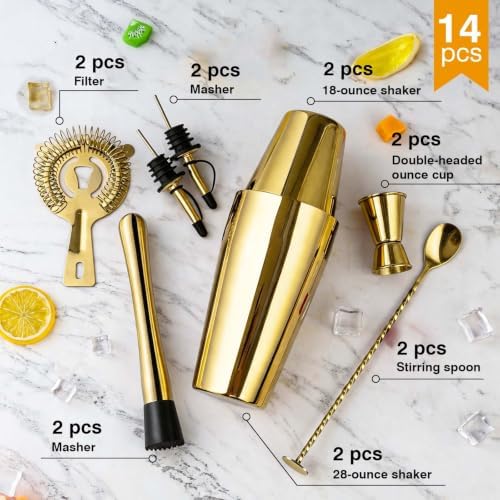 Mwellewm Cocktail Shaker Set, Boston Shakers, Bartending Drink Shaker Kit