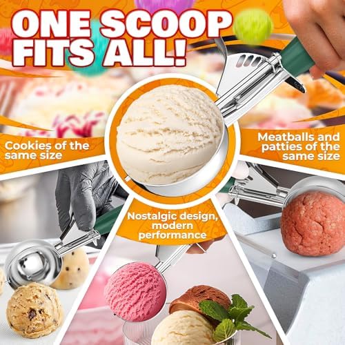 2.67 Oz Ice Cream Scoop with Trigger, #12 Stainless Cookie Scooper