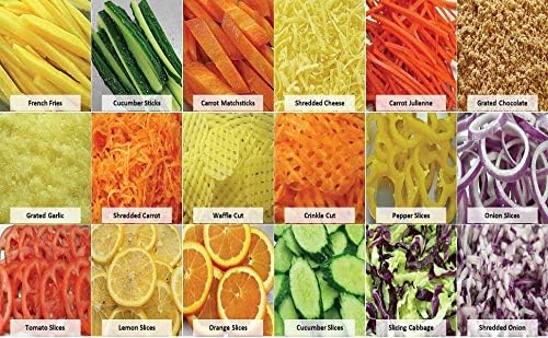Multi Grater Kitchen Mandoline | Multi Functional Fruit & Vegetable Slicer with 5 Adjustable Stainless Steel Blades Crinkle Waffle Cutter Julienne Slicer with Safety Holder Rail Guide