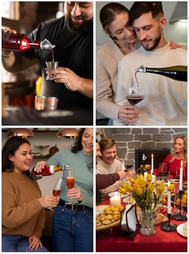 Animal Wine Pourer Spout, Drip Free Bottle Pourer & Stopper for Wine and Liquor Bottles, Funny Gift for Men, Dad, Hostess and Housewarming, Bar Cart Accessory for Holiday Party Decor, Multiple Animal