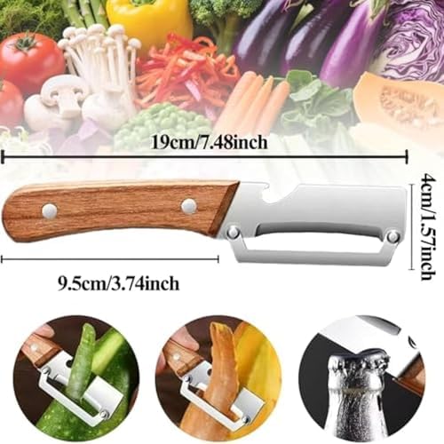 Zero Flex Wooden Peeler, 2-in-1 Multifunctional Vegetable Peeler, Wooden Handle Peeler, Zero Flex Wood Kitchen Tool for Fruit Potato (2 PCS)