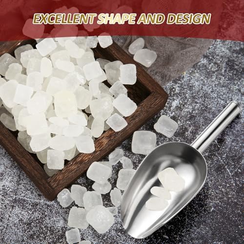 8 Pack 6 Ounce Stainless Steel Ice Scoop Small Metal Candy Scoop Mini Ice Cube Scoop Little Sugar Cream Scoo p for Home Kitchen Food Jars Protein Powders, Coffee, Tea Beans Bar Dessert Buffet Weddings