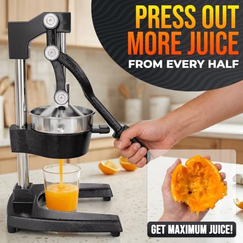 Cast Iron Juicer Hand Press, Heavy-Duty Squeezer (Black)