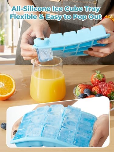 FOHERE Ice Cube Tray, 4-Packs Flexible Silicone Ice Trays for Freezer