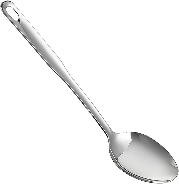 IMEEA Large Cooking Spoon SUS304 Stainless Steel Metal Serving Spoon for Mixing, 12.8-Inch