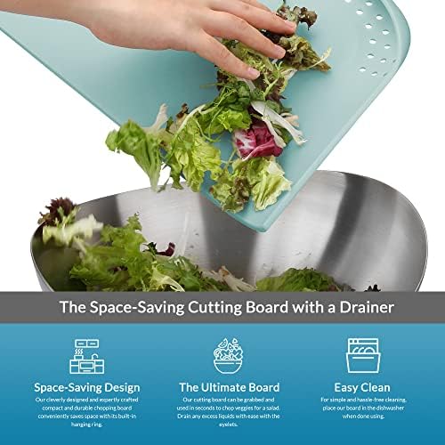 PortoFino Plastic Cutting Board, Kitchen Cutting Boards, Lightweight, Non Slip, Hanging hole with Draining Edge, Ideal RV Kitchen Accessories, Ideal Kitchen Gift, Dishwasher Safe