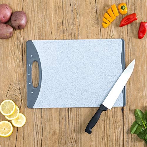 Home Basics CB44822 Dual Sided Plastic Cutting Board, 10" x 15", Granite Gray