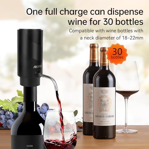 AIKARO - Electric Wine Aerator Pourer Rechargeable Automatic Decanter, with Corkscrew and Vacuum Stopper (Set)